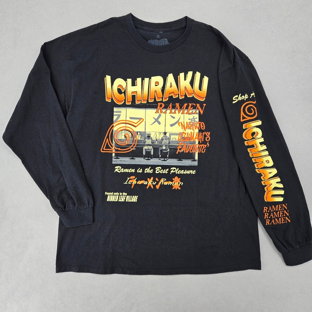 Naruto Shippuden Mens XL Long Sleeve Ichiraku Ramen Shirt Anime Streetwear